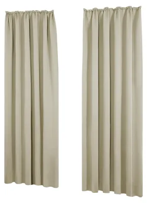 Productafbeelding van Verduisterende gordijnen met plooiband voor rails, 175x140 cm, beige, set van 2