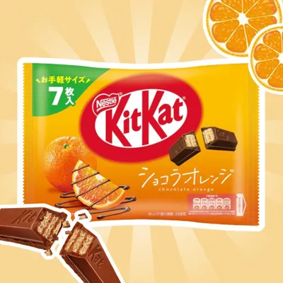 Produktbild von 1x Kit Kat Mini Orange – Knusprige Schokoladen-Waffeln mit erfrischendem Orangenaroma (1x81.2g)+Heartforcards Versandschutz