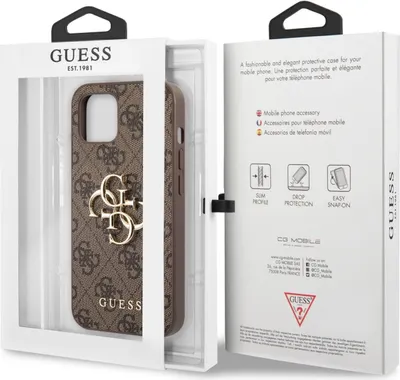 Obrázok produktu pre Plastové puzdro Guess na Apple iPhone 13 Pro Max GUHCP13X4GMGBR 4G Metal Logo hnedé