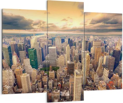 Produktbild von Bild auf Leinwand - Leinwandbild - Stadt Wolkenkratzer Amerika Innenstadt - 130x100cm - Wand Bild - Wanddeko - Leinwanddruck - Bilder - Kunstdruck - Leinwand bilder - Wandkunst - CB130x100-2638