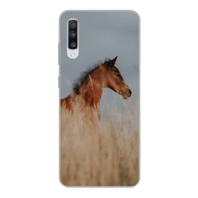 Produktbild von MuchoWow® Handyhülle Schutzhülle Hülle für Samsung Galaxy A70 Pferd - Luft - Gras Silikon Softcase Handy Hülle - Schutzhaube