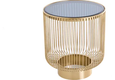 Produktbild von riess-ambiente Filigraner Design Beistelltisch VARIATION 50cm gold Metall rund Schwarzglas Couchtisch Tisch