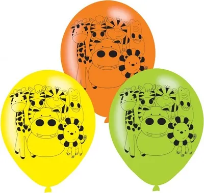 Produktbild von Amscan Party Luftballons mit Dschungeltiere Motiv, 6 Stück, Ø 22,8 cm