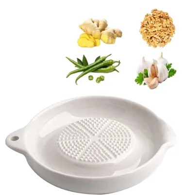 Keramikreibe für Ingwer, Knoblauch, Wasabi, rund, weiß