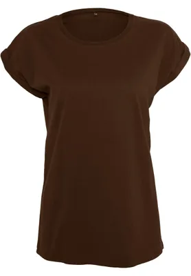 Productafbeelding van Bouw uw merk. Dames T-shirt met korte mouwen, kleur: chocoladebruin, maat: S
