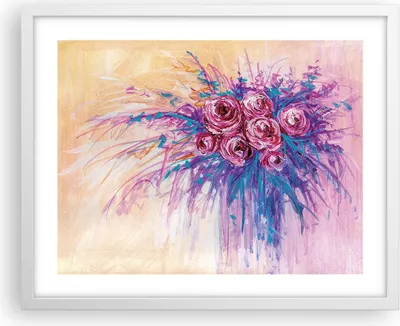 Produktbild von Gerahmtes Poster - Weißer Rahmen - Blumenstrauß Blumen Rosen - 50x40 cm - Wand Bild - Wanddeko - Wandbilder - Kunstposter - Wandposter - Bilderrahmen - Bilder - Kunstdruck - P2WAA50x40-4465