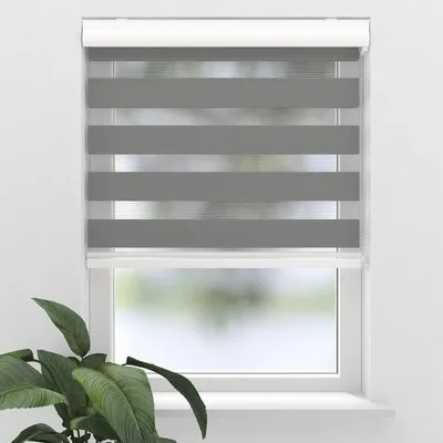 Immagine prodotto di Tenda a rullo doppia da 28 mm, grigia, semitrasparente, con un'altezza di 175 cm, grigio 150 x 175