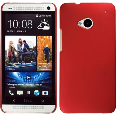 Produktbild von PhoneNatic Case kompatibel mit HTC One - Hülle rot  Hard-case + 2 Schutzfolien