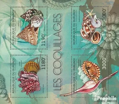 Produktbild von Briefmarken Burundi 2012 Mi 2753-2756 Kleinbogen (kompl. Ausgabe) postfrisch Muscheln