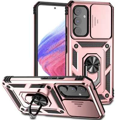 Obrázek produktu pro Pouzdro pro Samsung Galaxy A54 dvouvrstvé pouzdro s posuvným krytem kamery a prstencovým stojánkem Růžový