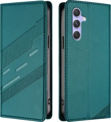 Produktbild von Hülle für Samsung Galaxy A54 5G, Kunstleder Brieftaschen Handyhülle mit Kartenfach und Standfunktion Grün