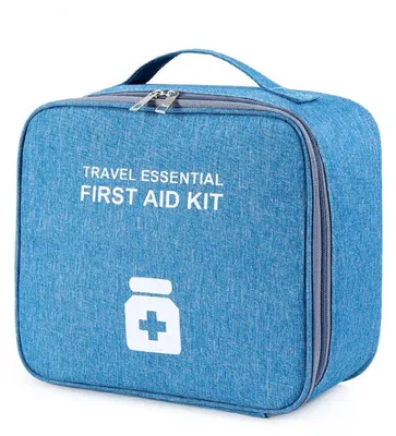 Immagine prodotto di Kit di pronto soccorso da viaggio, borsa blu, impermeabile, in tessuto Oxford, dimensioni 25x22x12 cm