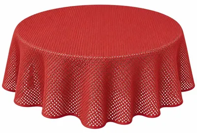 Produktbild von Tischdecke Gartentischdecke Karo Rot 140 cm rund Outdoor Weichschaum PVC Terrasse Garten rutschfest wetterfest