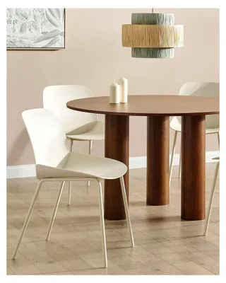 Produktbild von Esszimmerstuhl 2er-Set beige mit hoher Lehne und Metallbeinen