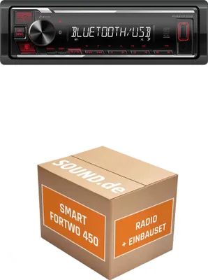 Produktbild von Autoradio Einbaupaket mit Kenwood KMM-BT209 passend für Smart Fortwo 450 dunkelgrau | Bluetooth USB Telefonieren