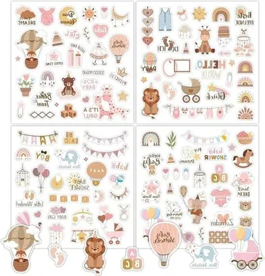Produktbild von Baby-Fotoalbum-Aufkleber – Scrapbook-Zubehör für die Dekoration der Taufparty – 4 Bögen mit Baby-Aufklebern – Taufaufkleber für Fotoalben, Karten, Kommunion, Konfirmation – Geschenke.