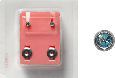 Produktbild von Erstohrstecker Chirurgenstahl Sterile Ohrstecker Zarge mit Stein in hellblau 3mm