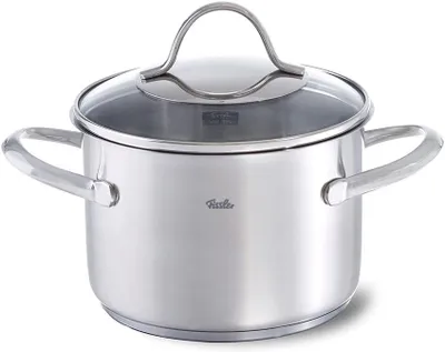Produktbild von Fissler Palermo / Edelstahl-Topfset 5-teilig, Töpfe inkl. Glasdeckel (3 Kochtöpfe, 1 Bratentopf, 1 Stielkasserolle) – Induktion