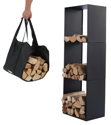 Productafbeelding van Lendo Online Brandhoutrek 40x28x120cm Zwart Staal
