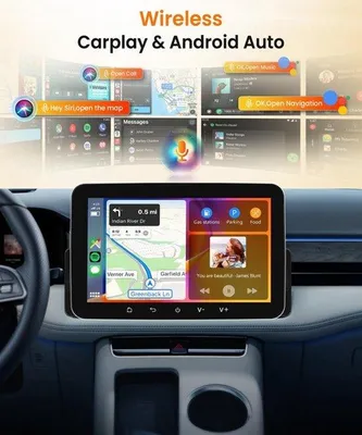 Zdjęcie produktu dla 【4 + 64 G】 Bezprzewodowe radio samochodowe Carplay z systemem Android 1 DIN, wyświetlacz 7 cali, radio samochodowe, Bluetooth 5.0 z Android Auto, DSP, RDS, FM, Wi-Fi, GPS, korektor dźwięku (EQ) oraz kamera cofania