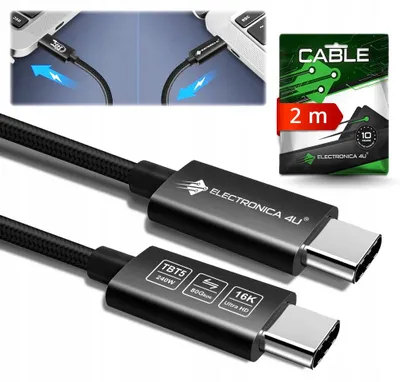 Zdjęcie produktu dla Szybki kabel do transmisji Thunderbolt 5 INTEL chip 240W 2m