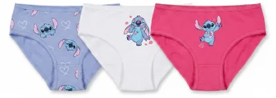 Produktbild von Disney Stitch 3er Pack Slips Kinder Mädchen Unterwäsche Gr. 92-128 Baumwolle - Bunt, 92