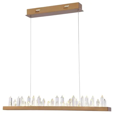 Produktbild von Casa Padrino LED Hängeleuchte in Messingfarben mit Kristallglaszacken, 80 x 9 x H. 10,4 cm