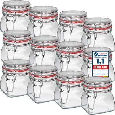 Produktbild von WELLGRO Einmachgläser mit Bügelverschluss eckig 314ml - Gläser