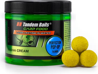 Produktbild von Tandem Baits Carp Food Perfection Pop-Up Bananencreme, Karpfen-Pop-Ups, Karpfen Angeln ohne Mühe, Köder zum Große-Fische-Angeln, Karpfenzubehör für Profis & Hobby-Angler 16 mm 7 g
