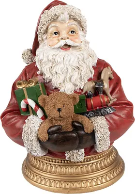 Productafbeelding van Clayre & Eef kerstdecoratie: Kerstmanbeeldje, 29 cm, rood, polyresin