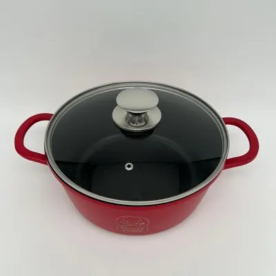 Zdjęcie produktu dla KRUSTENZAUBER 24 cm brytfanna z odlewu aluminiowego z pokrywką, nadająca się do piekarnika [w zestawie szklana pokrywka] – 4 l aluminiowy garnek do duszenia i patelnia – idealna brytfanna na kuchenkę indukcyjną, garnek do duszenia, garnek do pieczenia, brytfanna żeliwna, rondel