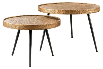 Zdjęcie produktu dla Stolik kawowy FURNLUX w kolorze metalicznego złota i czerni 74 cm (2 szt.) / Kolor główny: złoty / Wymiary: 74 x 50 x 74 cm