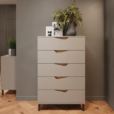 Image de Commode avec tiroirs Vicco Marelle Greige/Artisan 76x120cm avec 5 tiroirs, Model 57847