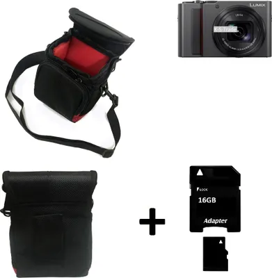 Produktbild von K-S-Trade Kameratasche Fototasche Umhängetasche Schutz Hülle kompatibel mit Panasonic Lumix DC-TZ202 mit Zusatzfach und teilbaren Innenraum mit