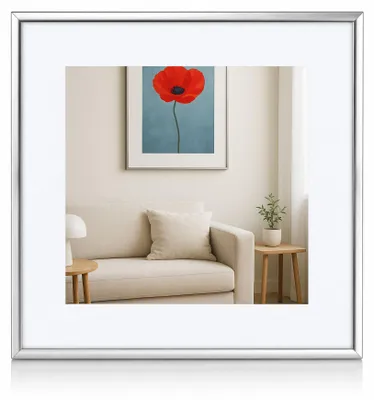 Produktbild von New Lifestyle Kunststoff Bilderrahmen mit Passepartout & Klarglas Collage Wanddeko Poster - Farbe: Silber | Format: 50x50