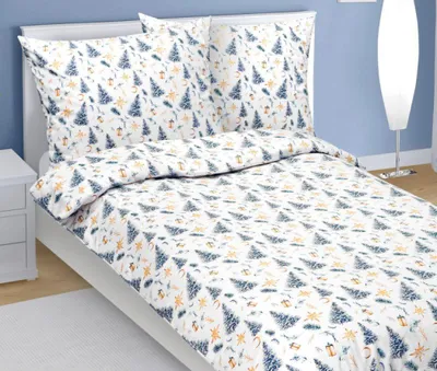 Obrázek produktu pro Povlečení bavlněné - vánoce - Bílá,modrá,zlatá - 140x200, 70x90