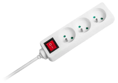 Zdjęcie produktu dla Rebel URZ3195-1,5, przedłużacz z włącznikiem, 1,5 m, 3x1,0 mm², biały
