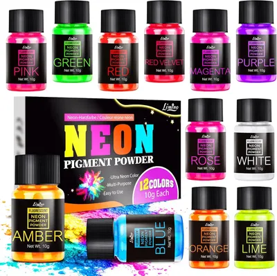 Zdjęcie produktu dla Barwniki neonowe fluorescencyjne 12 kolorów proszek do żywicy epoksydowej mydła