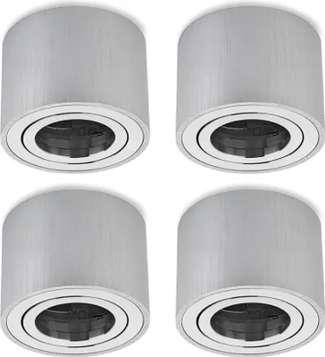 Produktbild von Aufbaustrahler LED flach 50mm Alu 4x Aufbauspots schwenkbar Ø 80mm rund alu