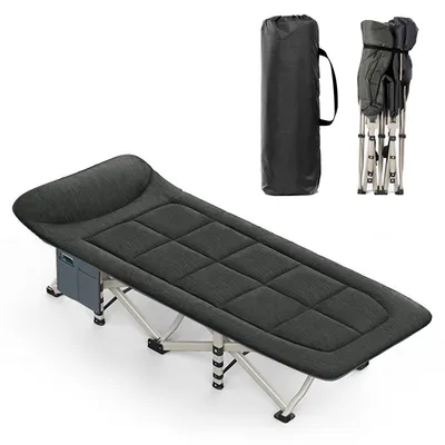 Produktbild von Campingbett 200x80x40 cm, Feldbett klappbar bis 200 kg, mit Tragetasche, Faltbar Gästebett, für Indoor, Outdoor, Strand und Garten