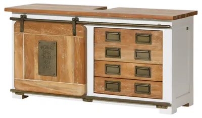 Immagine prodotto di MASSIVMOEBEL24 | Mobile lavabo in legno di mango 120x40x60 laccato bianco RAILWAY #577