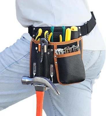 Produktbild von Werkzeugtas mit Gürtel - praktischer Werkzeugorganizer - mehrere Fächer - Hammerhalter