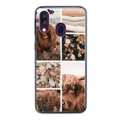 Produktbild von MuchoWow® Handyhülle Schutzhülle Hülle für Samsung Galaxy A40 Schottischer Highlander - Collage - Blumen Silikon Softcase Handy Hülle - Handy-Tasche