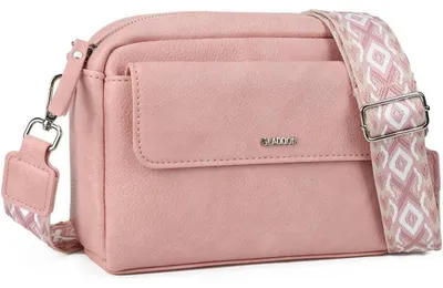 Productafbeelding van Dameshandtas van Polyurethanleer, roze, 22x6,5x17 cm, met brede schouderband