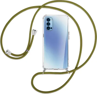 Produktbild von Handykette Backcover-Schutzhülle mit Band (Metall silberfarben) für Oppo Reno5 4G/5G - khaki
