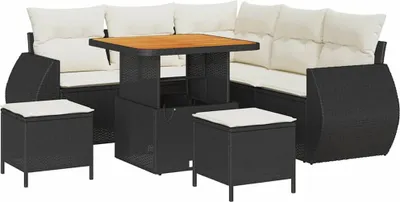 Immagine prodotto di vidaXL Set di divani da giardino 8 pezzi in polirattan nero