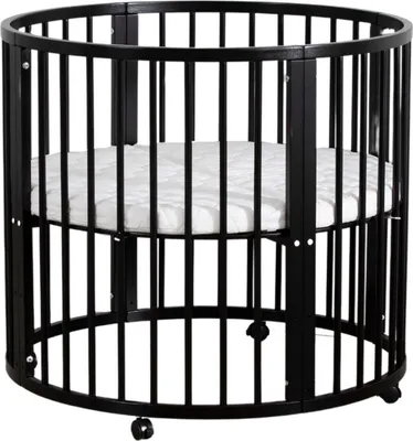 Produktbild von Buxibo Baby Box - Laufstall - Spielbox - Playpen - Kinderbox - Rund - Inkl. Matratze - Mit Rollen - 92x92x80,5cm - Schwarz