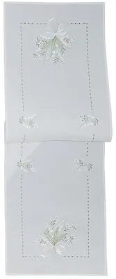 Produktbild von Tischläufer NICOLA Maiglöckchen Stick weiß-grün Polyester 40 x 140 cm