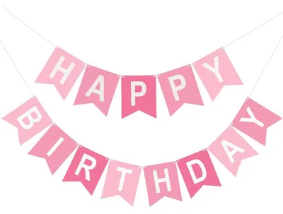 Produktbild von Geburtstagsgirlande Happy Birthday Rosa Papier 16x20 cm Vorgefädelt 13 Stück