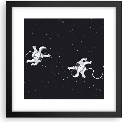 Produktbild von Gerahmtes Poster - Schwarzer Rahmen - Cartoon Astronauten Kosmos - 30x30 cm - Wand Bild - Wanddeko - Wandbilder - Kunstposter - Wandposter - Bilderrahmen - Bilder - Kunstdruck - P2BAC30x30-4867